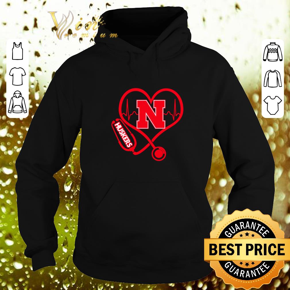 Awesome Love Nebraska Cornhuskers Stethoscope Heartbeat nurse shirt 4 - Awesome Love Nebraska Cornhuskers Stethoscope Heartbeat nurse shirt