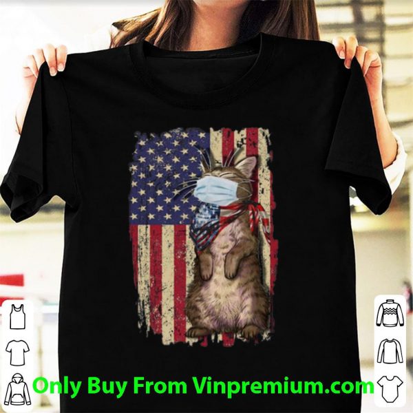 Cat Mask American Flag Quarantine Shirt