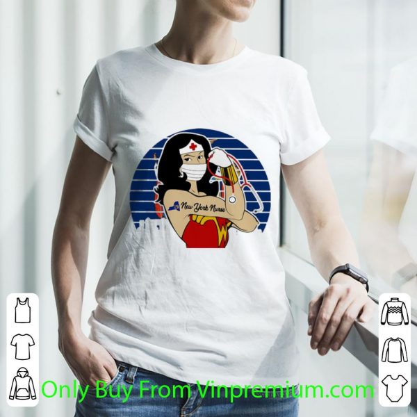 Nice Vintage Wonder Woman Tattoos New York Nurse Covid-19 shirt