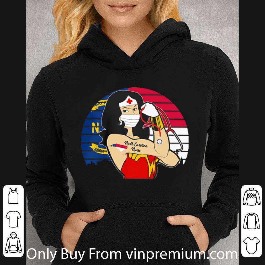 Official Vintage Wonder Woman North Carolina Nurse Stethoscope Covid 19 shirt 4 - Official Vintage Wonder Woman North Carolina Nurse Stethoscope Covid-19 shirt