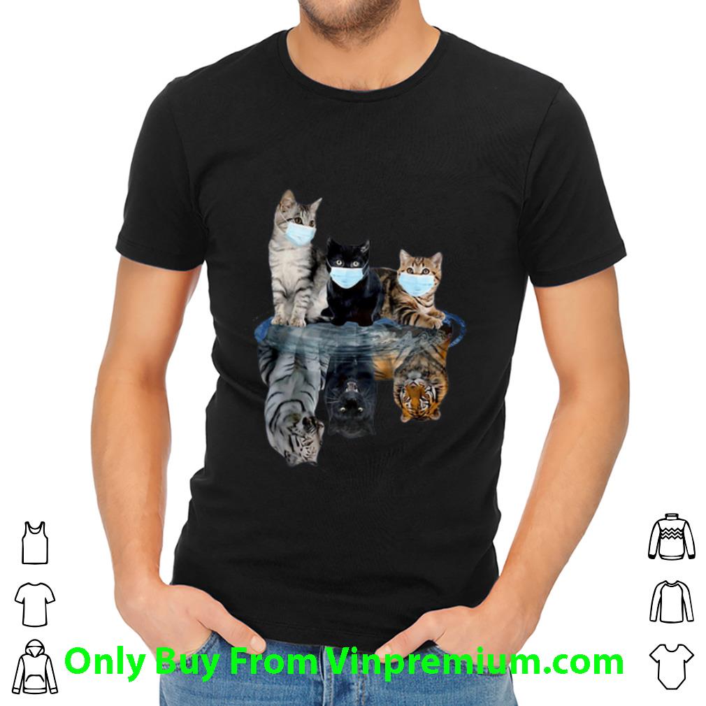 Nice Cats Face Mask Water Reflection Tigers shirt