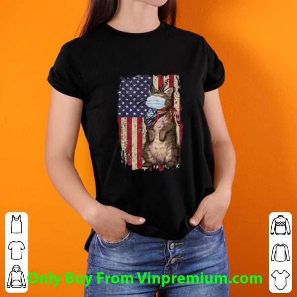 Cat Mask American Flag Quarantine Shirt