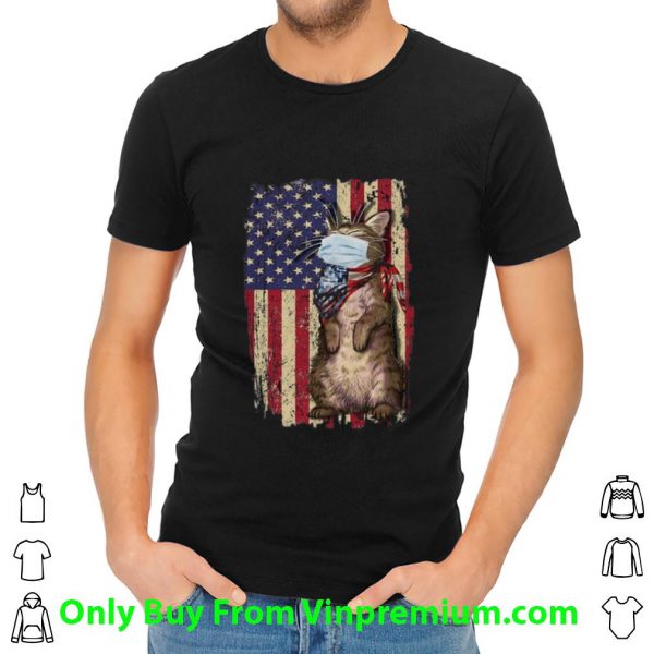 Cat Mask American Flag Quarantine Shirt
