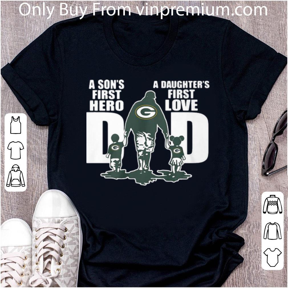 Pretty Green Bay Packers Dad A Son’s First Hero A Daughter’s First Love Father's Day shirt