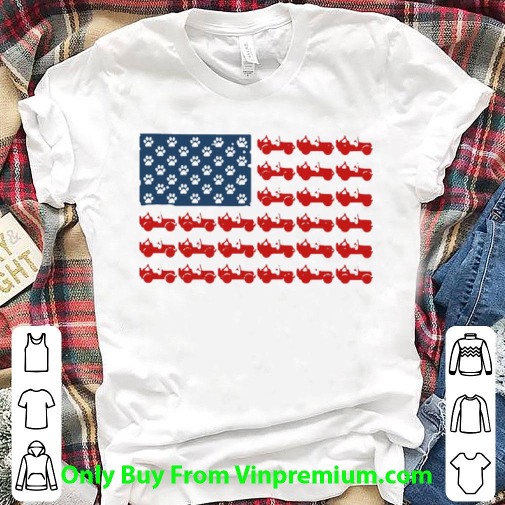 Pretty Jeeps Paw Dog Independence Day American Flag shirt