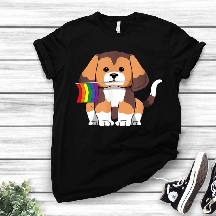LGBT Pride Beagle Dog With Rainbow Flag Gay Lesbian Love Shirt