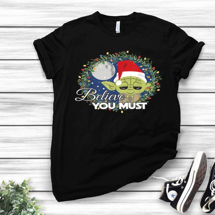 Star Wars Believe You Must Yoda Christmas Wreath Shirt