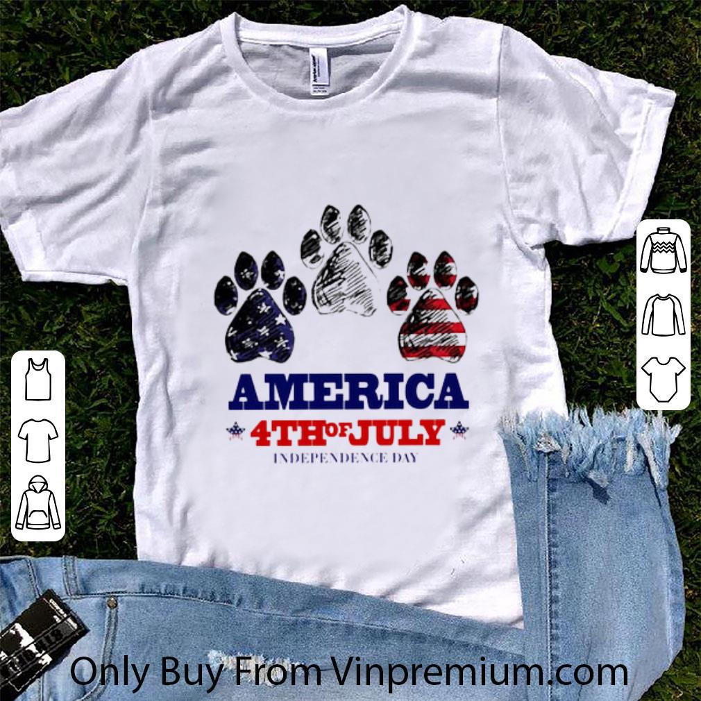 Top Three Dog Paw America Independence Day shirt