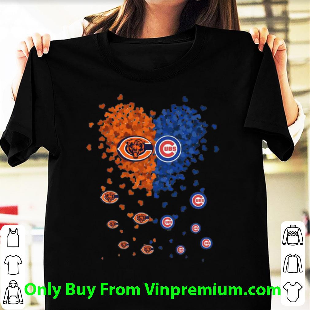 Original Chicago Bears And Chicago Cubs Peice Love Hearts shirt