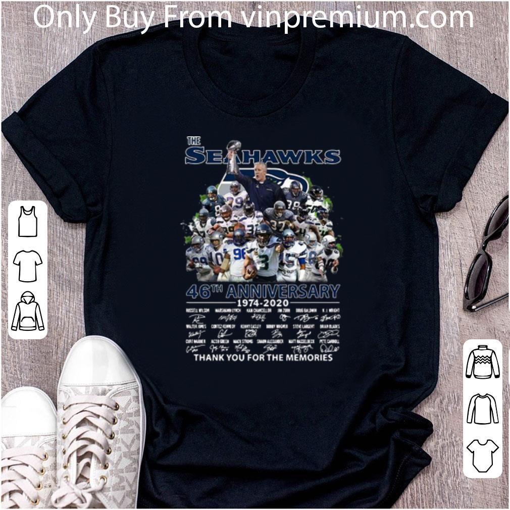 Nice The Seahawks 46th Anniversary Thank You For The Memories Signatures shirt