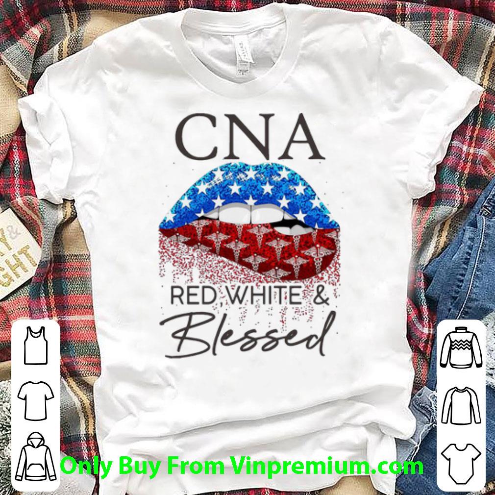 Original Lips CNA Red White And Blessed American Flag shirt