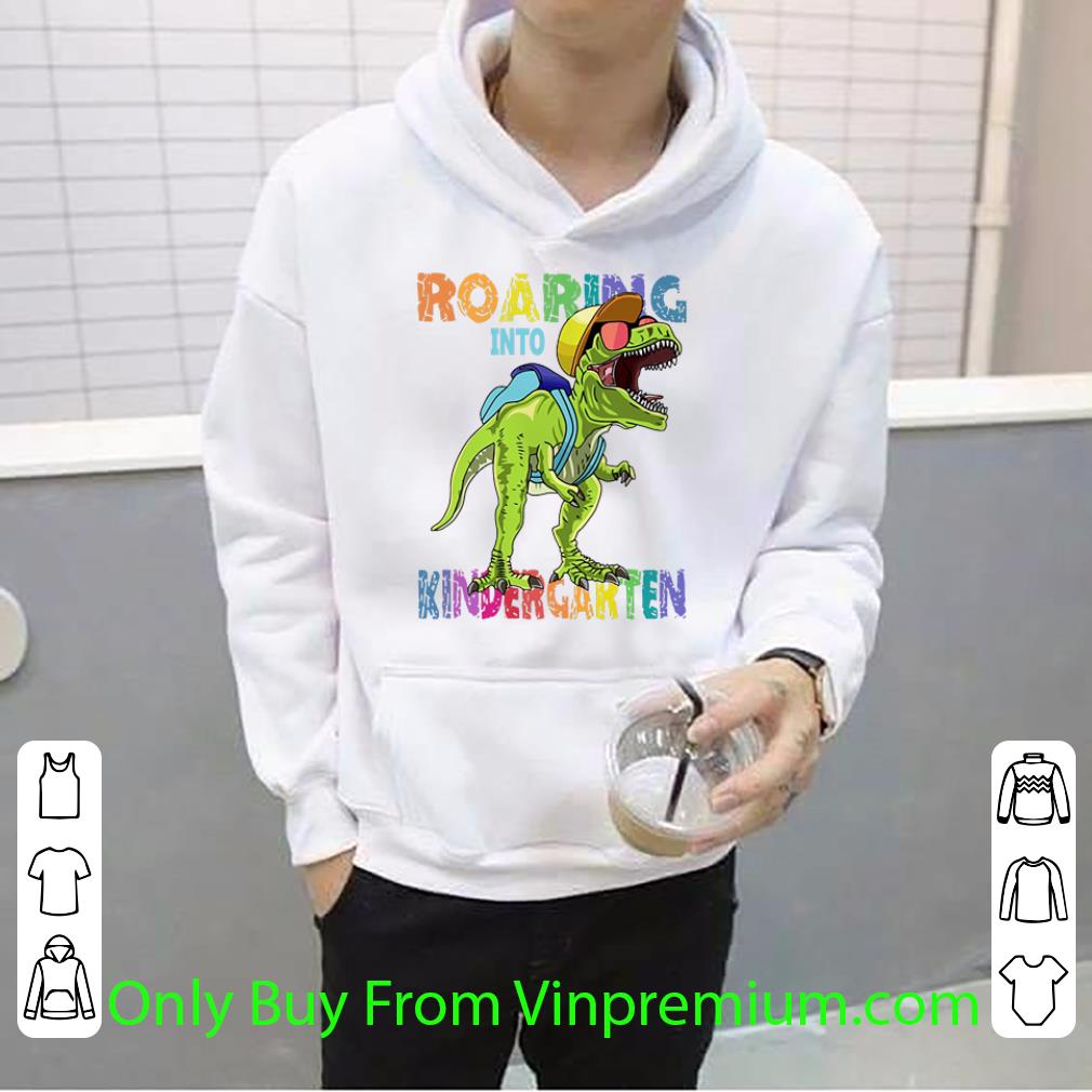 9e7c799b top dinosaur t rex roaring into kindergarten shirt 4 - Top Dinosaur T-rex Roaring Into Kindergarten shirt