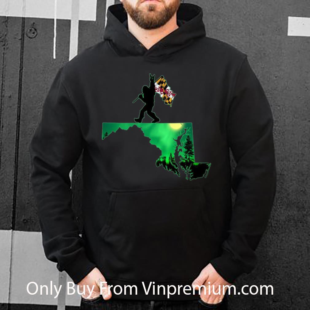 bacca5ff premium bigfoot moonlit night maryland map flag shirt 4 - Premium Bigfoot Moonlit Night Maryland Map Flag shirt