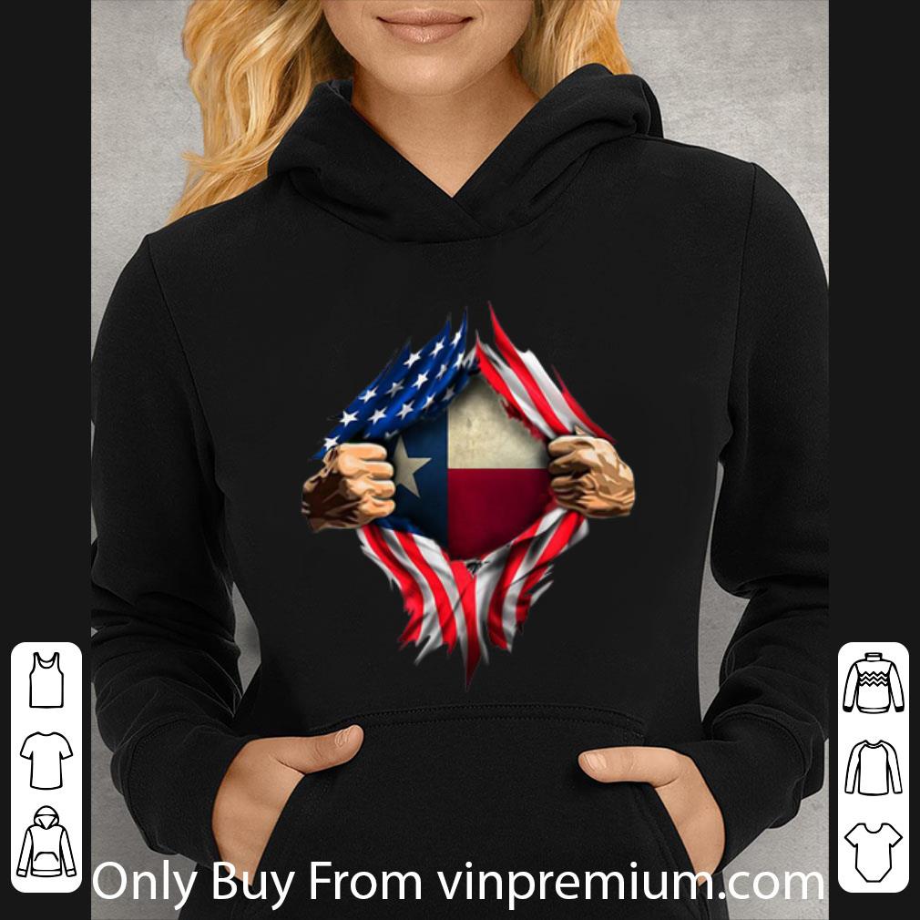 c7f48e31 awesome texas flag american flag blood inside shirt 4 - Awesome Texas Flag American Flag Blood Inside shirt