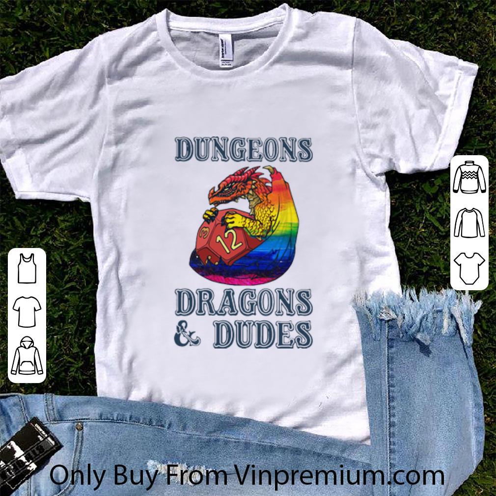 Top Dungeons Dragons And Dudes LGBT Rainbow Dragon shirt