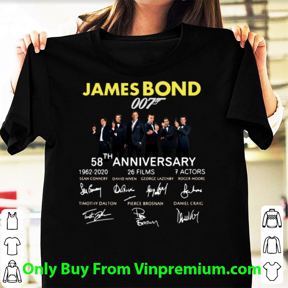 Official 58th Anniversary James Bond 007 1962-2020 Signatures shirt