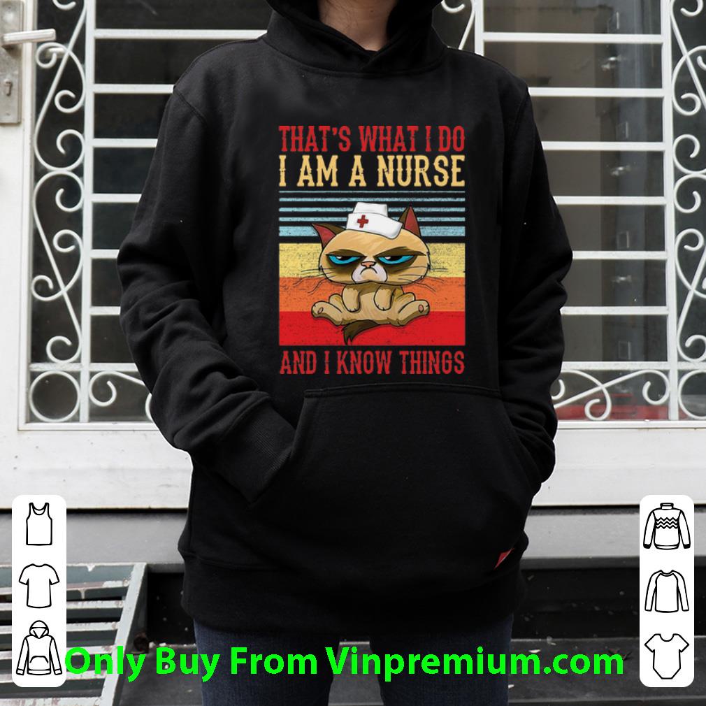 34a8fd59 hot vintage grumpy cat that s what i do i am a nurse and i know things shirt 4 - Hot Vintage Grumpy Cat That’s What I Do I Am A Nurse And I Know Things shirt