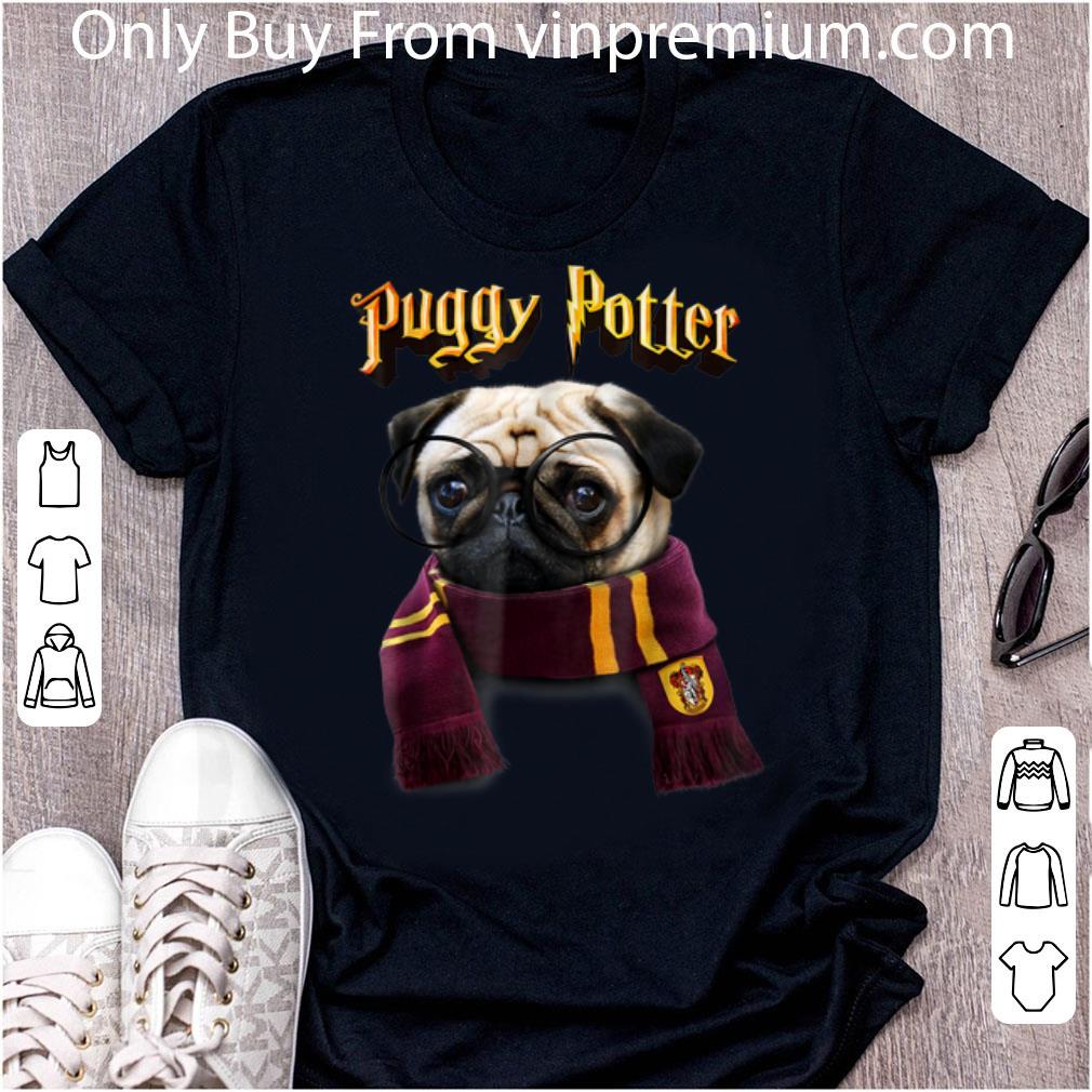 Official Puggy Potter Frame Eyeglasses And Scarf Hufflepuff Magic Wizard shirt