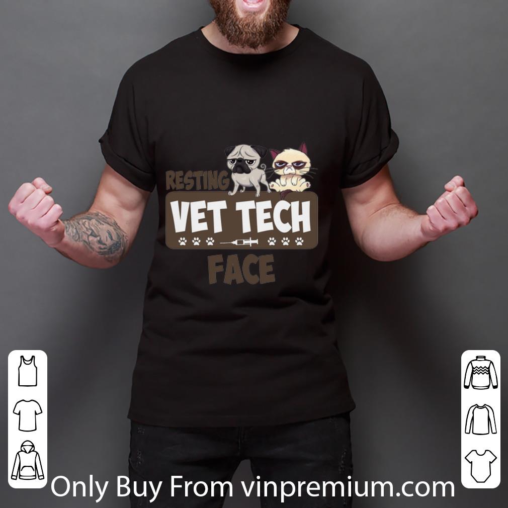 Top Pug And Grumpy Cat Resting Vet Tech Face shirt