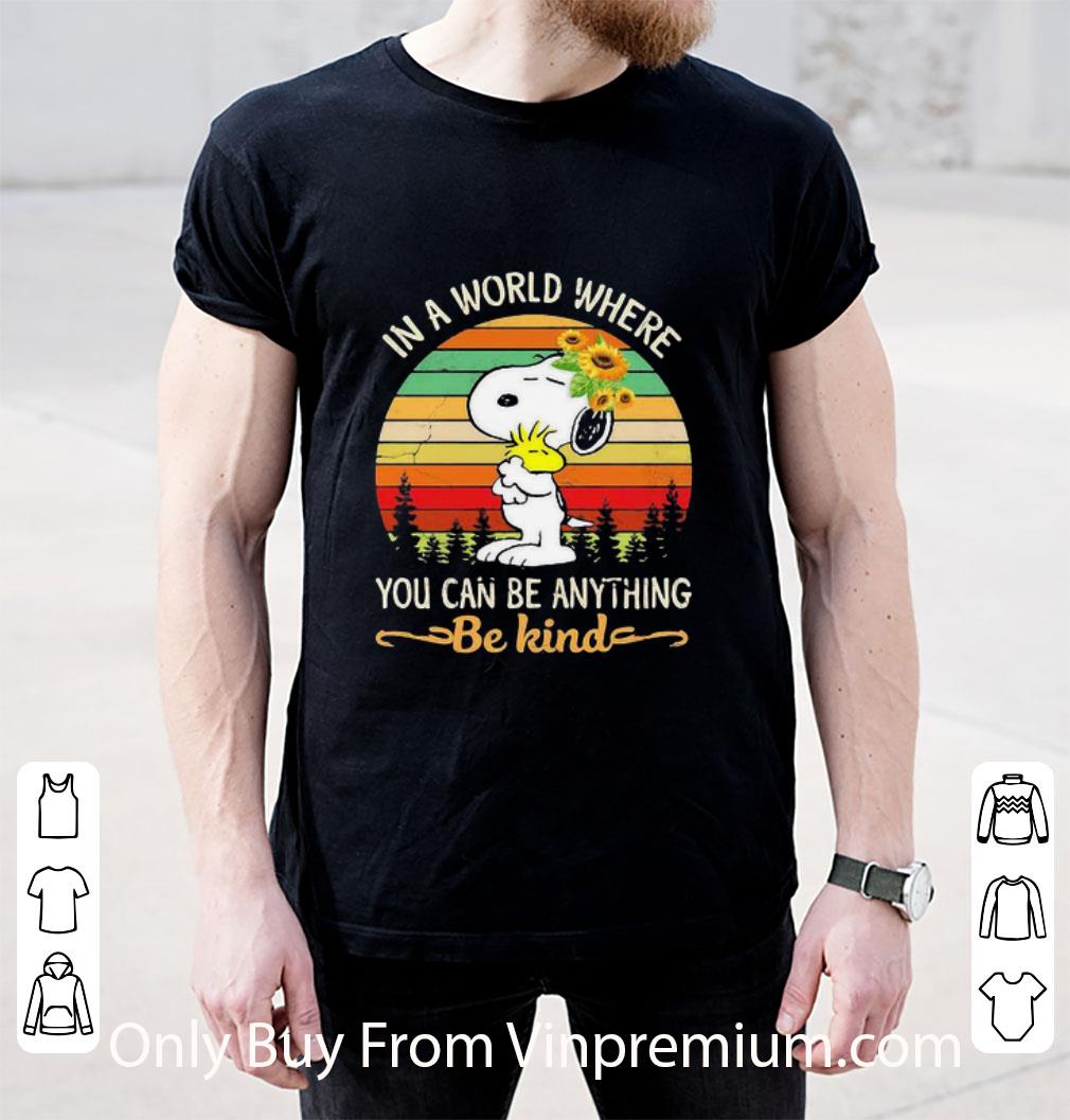 Hot Snoopy In A World Where You Can Be Anything Be Kind Vintage Sunflower shirt