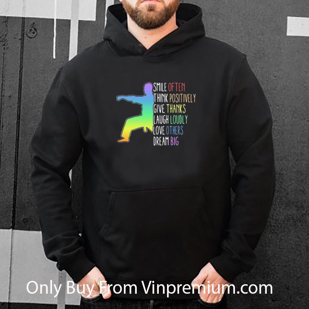 8608e469 official smile often think positively give thanks laugh loudly karate shirt 4 - Official Smile Often Think Positively Give Thanks Laugh Loudly Karate shirt