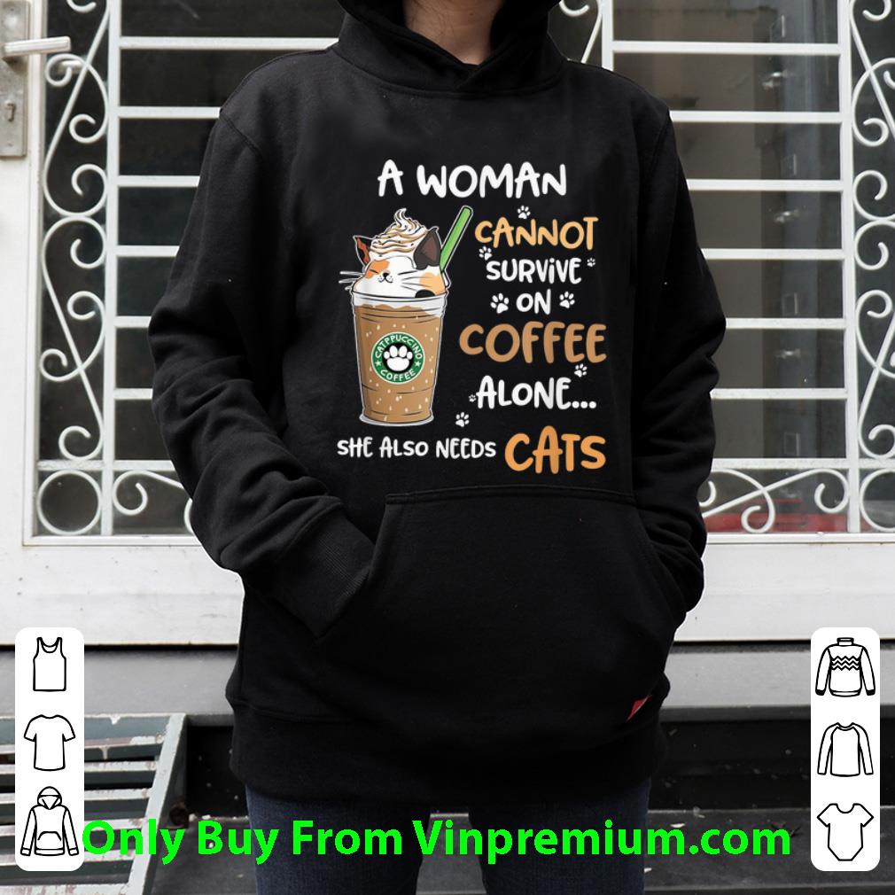 90756fd7 great a woman cannot survive on coffee alone she also needs cats shirt 4 - Great A Woman Cannot Survive On Coffee Alone She Also Needs Cats shirt