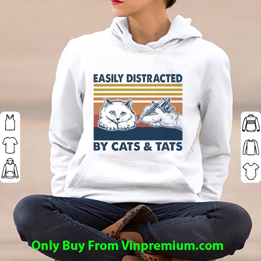4485d09f top easily distracted by cats and tats tattooist vintage shirt 4 - Top Easily Distracted By Cats And Tats Tattooist Vintage shirt