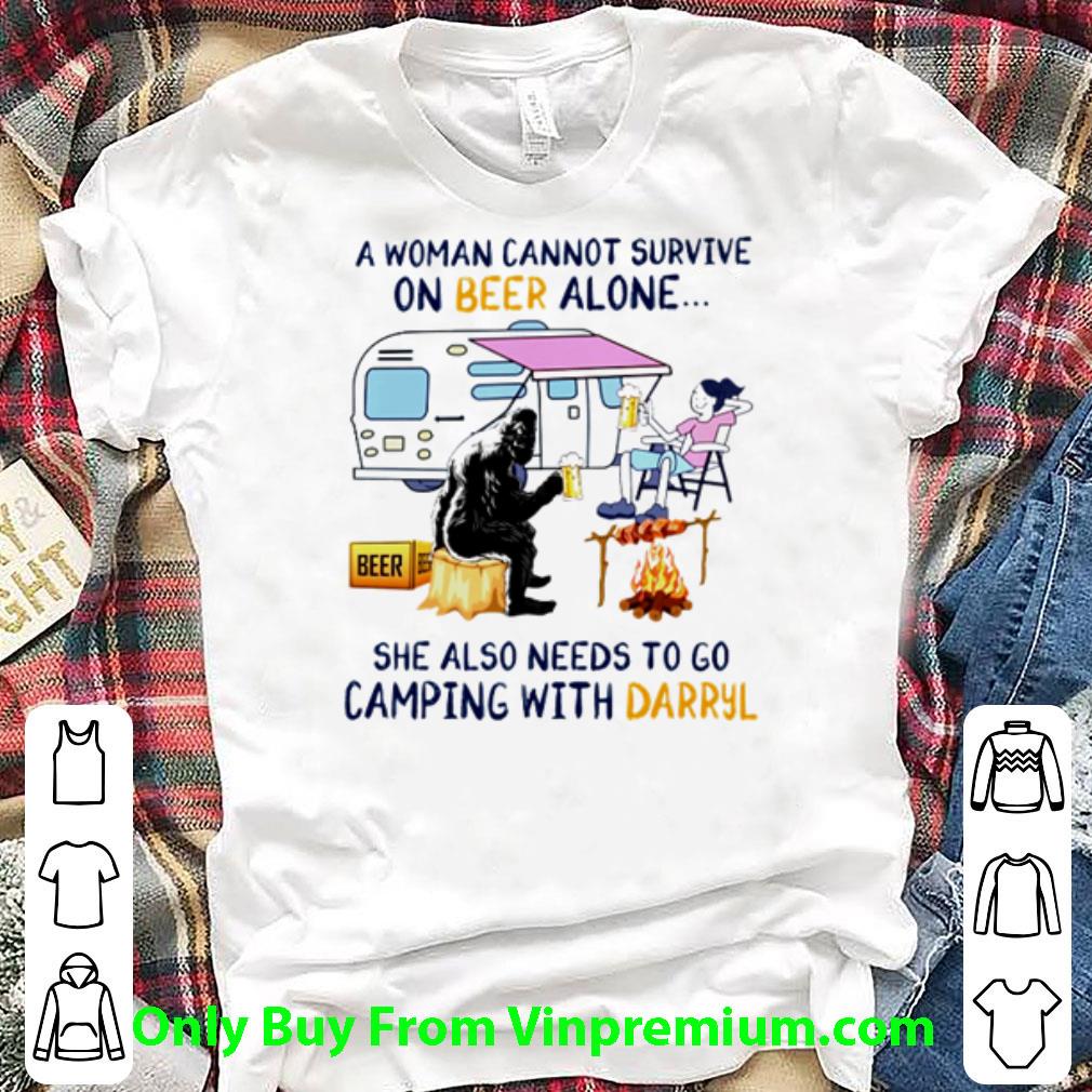 Great Bigfoot A Woman Cannot Survive On Beer Alone Camping With Darryl shirt