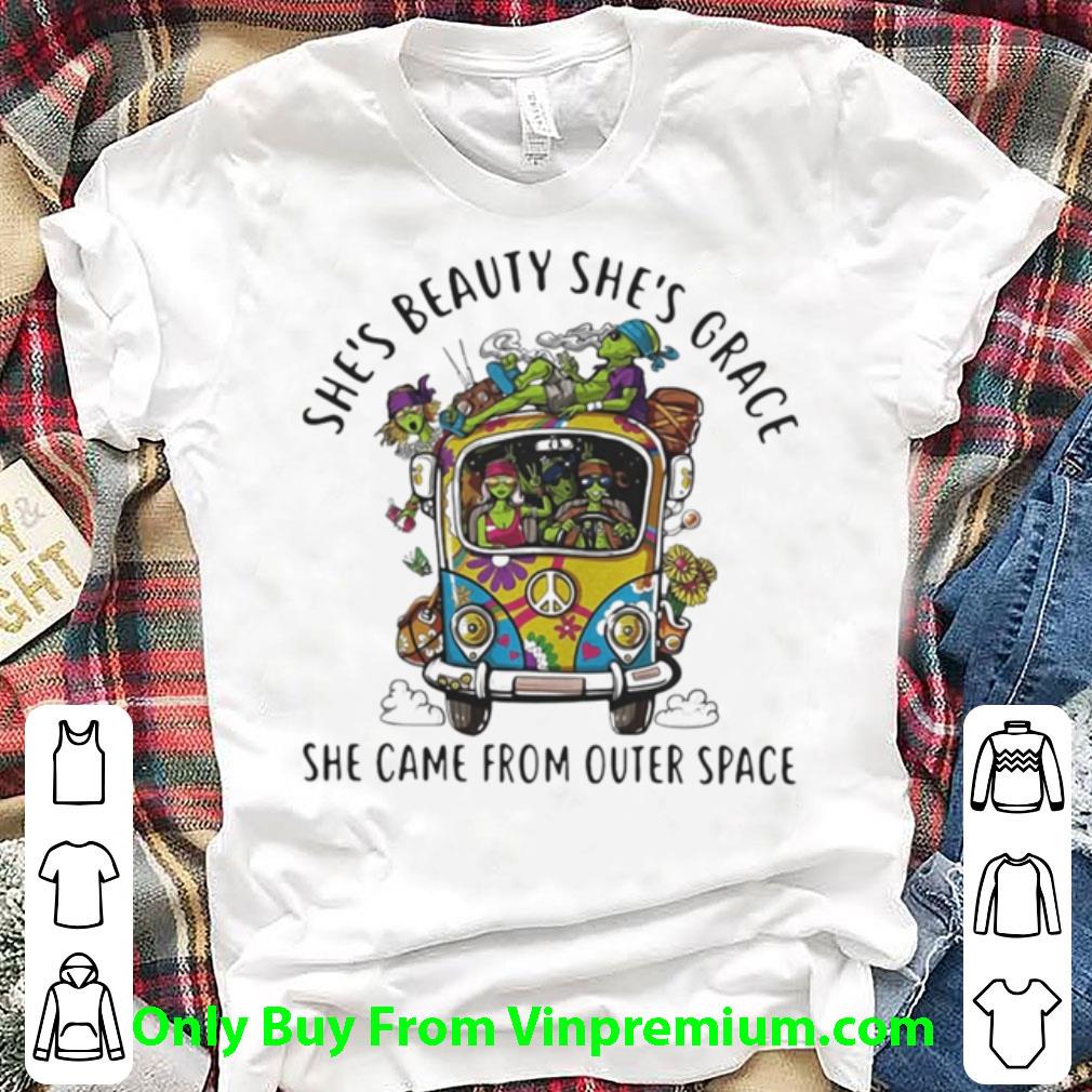 Awesome Alien Camping Car Hippie She’s Beauty She’s Grace She Came From Outer Space shirt