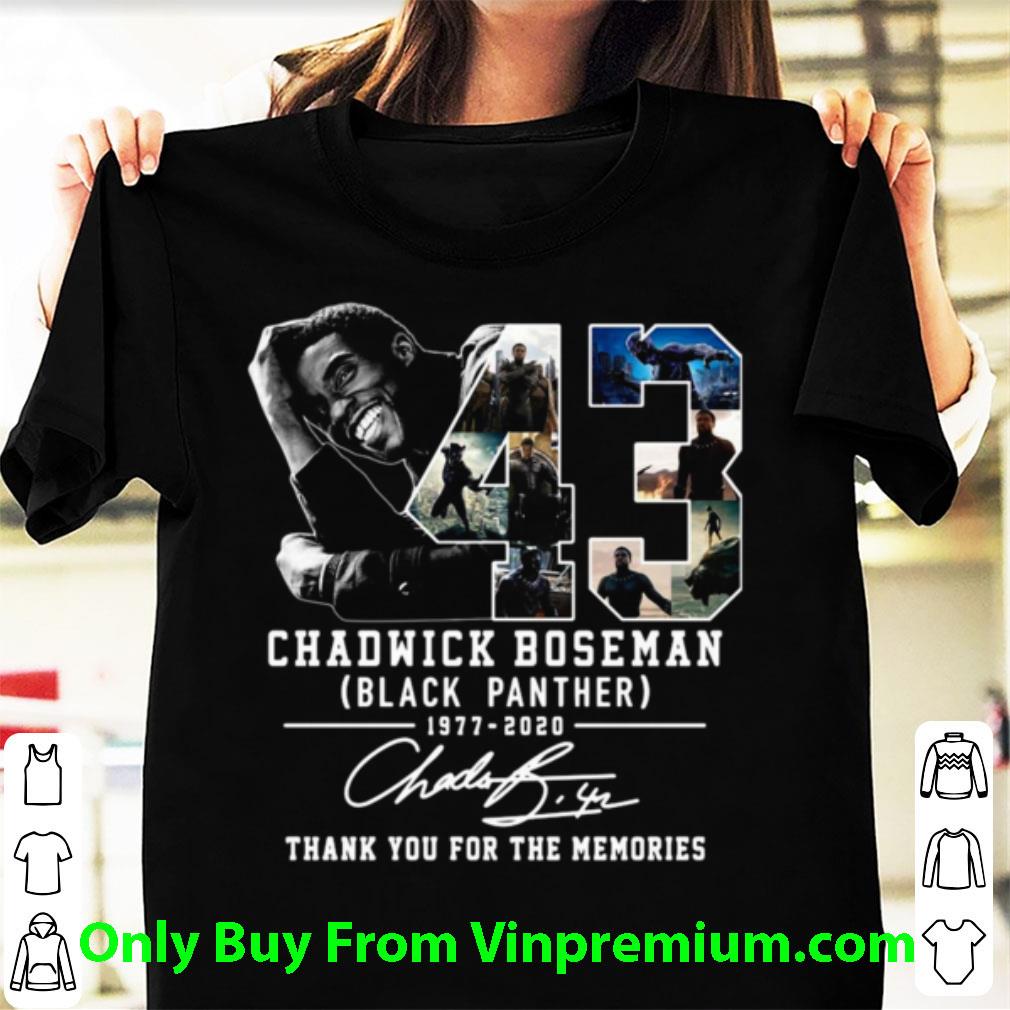 Great 43 Years 1977 2020 Chadwick Boseman Black Panther Thank You For The Memories Signature shirt