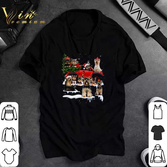 Hot Yorkshire Terrier Merry Christmas Red Car tshirt
