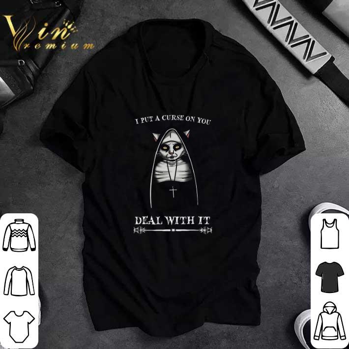 Hot Gothic Black Cat I Put A Curse On You Deal With It tshirt