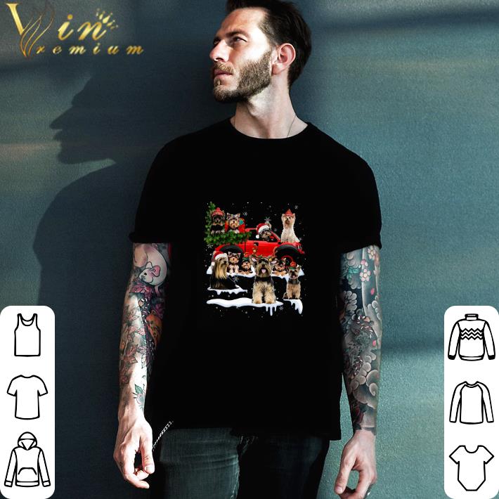 Hot Yorkshire Terrier Merry Christmas Red Car tshirt