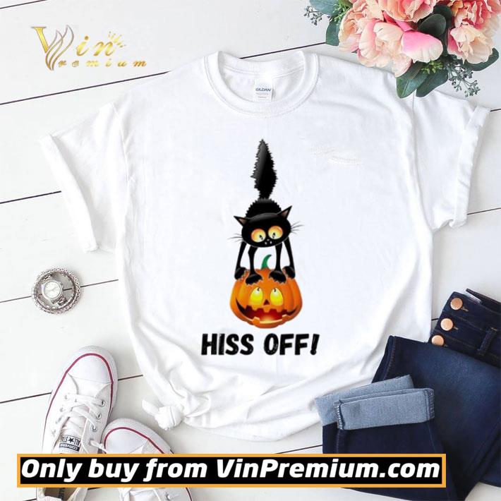 Cat Black Pumpkin hiss off Halloween shirt sweater