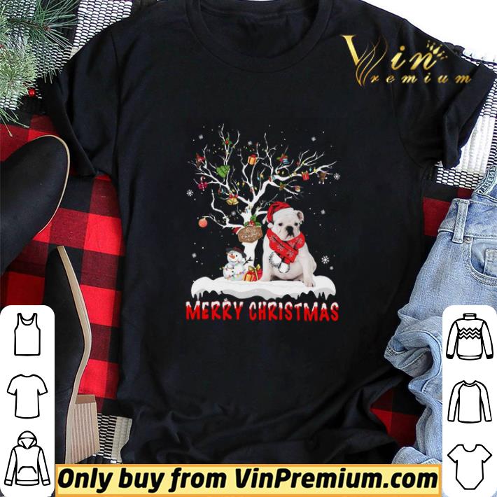 English Bulldog White Merry Christmas shirt sweater