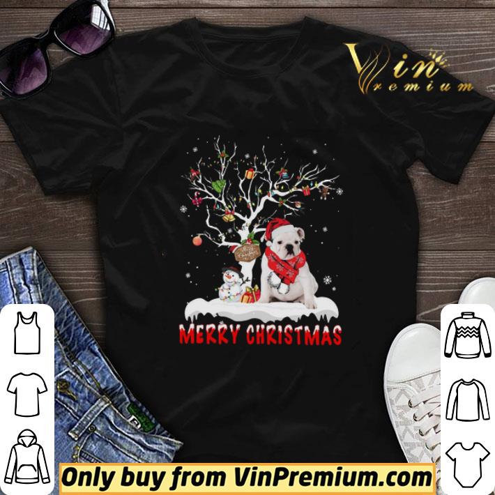 English Bulldog White Merry Christmas shirt sweater