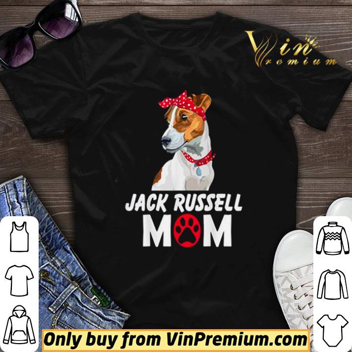 Jack Russell wearing red bandana mom shirt sweater
