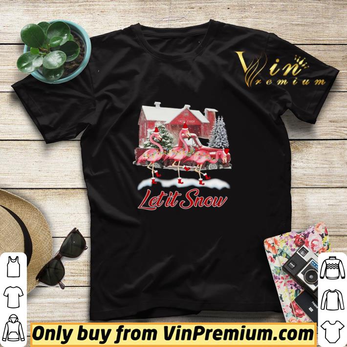 b91b9a61 flamingos santa hat let it snow christmas shirt sweater 4 - Flamingos Santa hat Let it Snow Christmas shirt sweater