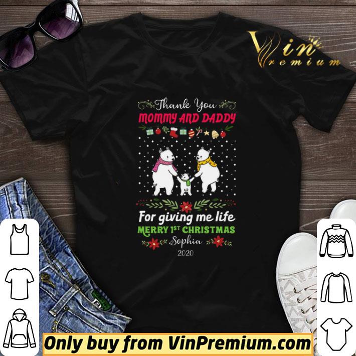 Bear Thank You Mommy And Daddy For Giving Me Life Merry 1st Christmas shirt sweater