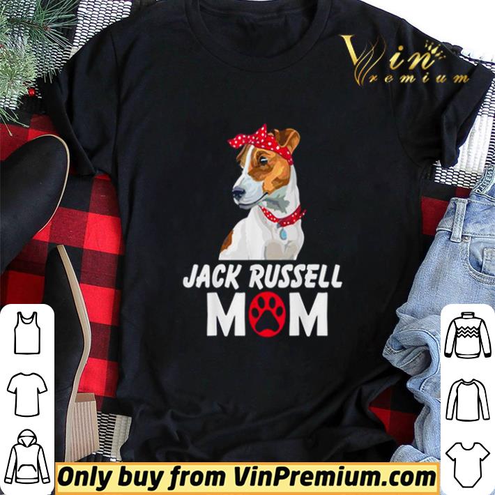 Jack Russell wearing red bandana mom shirt sweater