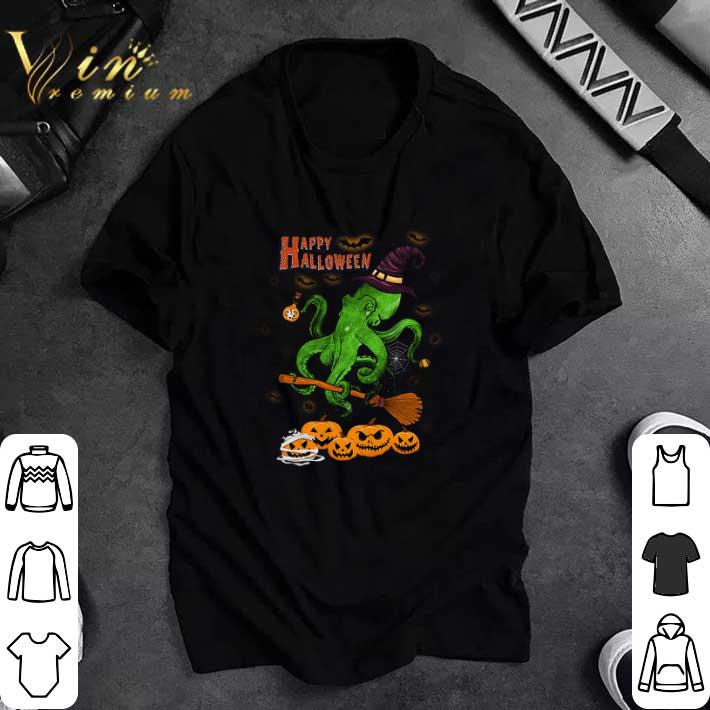 Hot Octopus Witch Pumpkin Happy Halloween tshirt