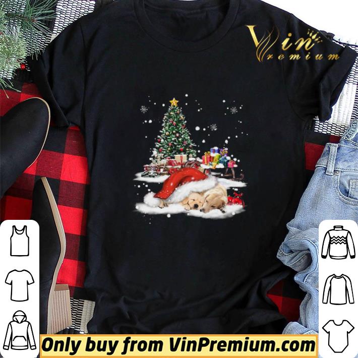 Golden Retriever Red Hat Hiding Merry Christmas shirt sweater
