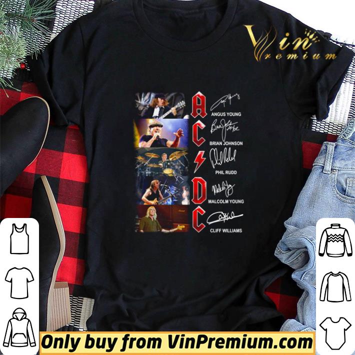 ACDC Angus Young Brian Johnson Phil Rudd Malcolm Young Cliff Williams signature shirt sweater