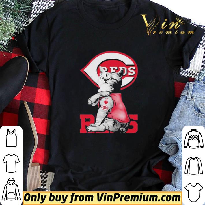 Cat tattoo I love Cincinnati Reds shirt sweater