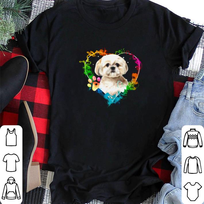 Hot Shih Tzu heart color shirt sweater