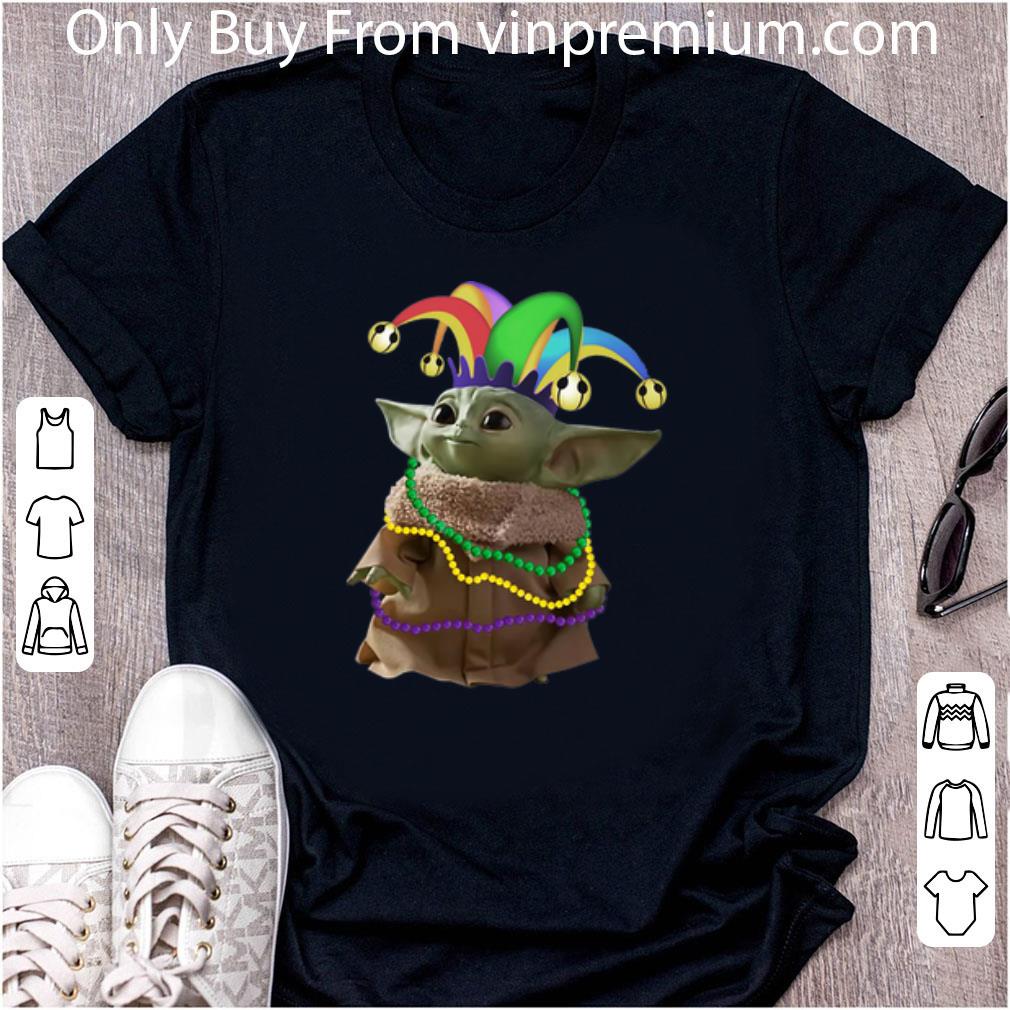 Awesome Star Wars Baby Yoda Mardi Gras Mandalorian shirt