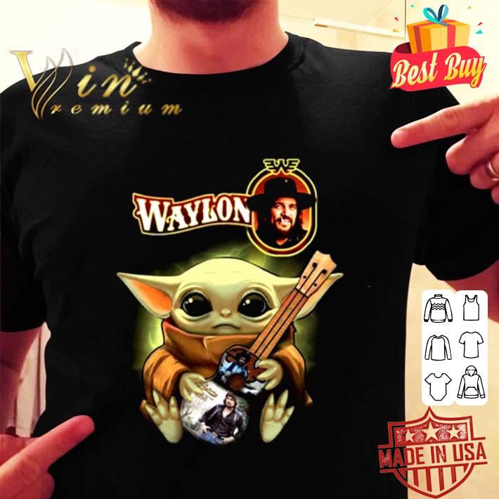 Original Star Wars Baby Yoda Hug Guitar Waylon Jennings Shirt