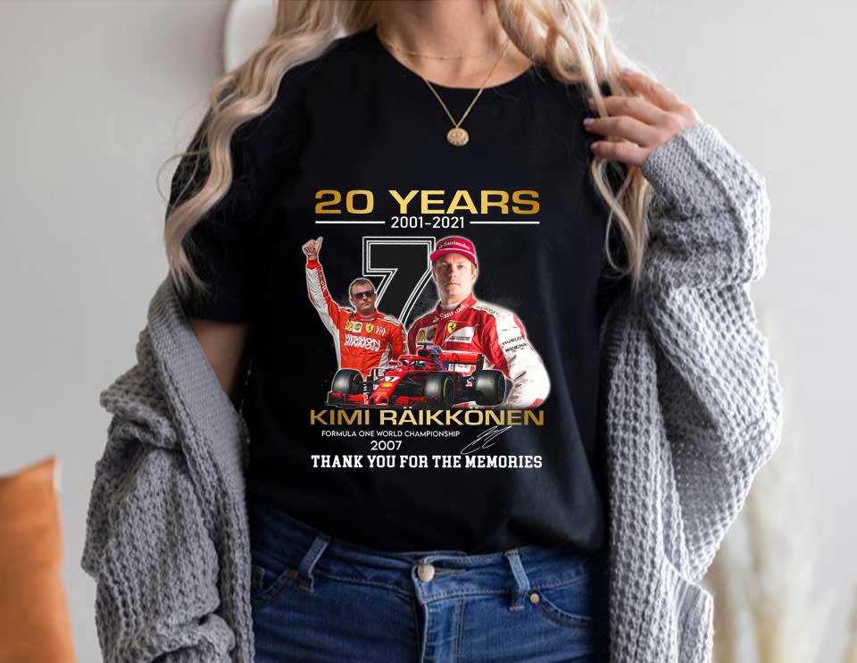 20 Years 2001 2021 Kimi Raikkonen Signature Thank You For The Memories Shirt, Kimi Raikkinen Shirt