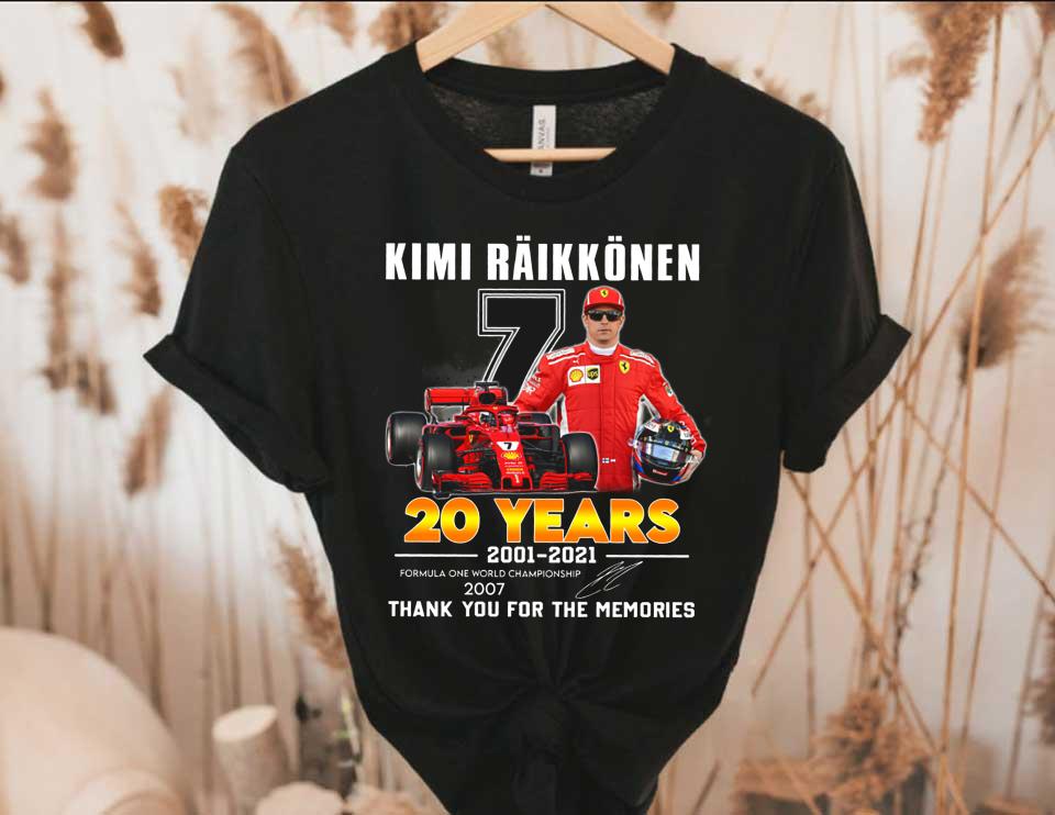 2007 Kimi Raikkonen Formula One cup Shirt, 7 Kimi Raikkonen 20 Years 2001 2021 World Championship 2007 Signature Shirt