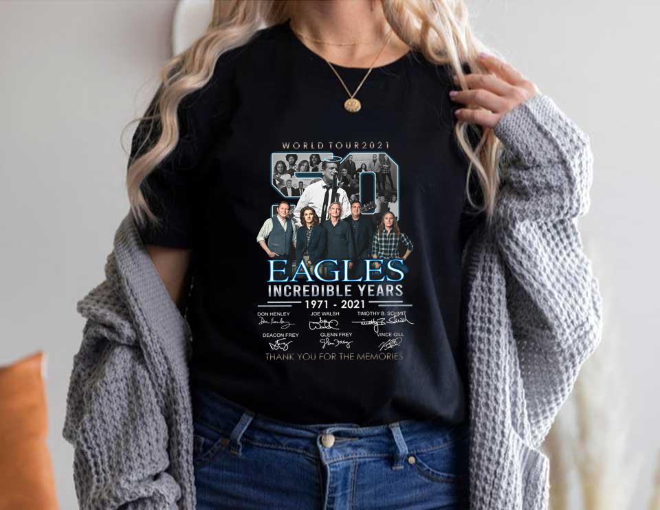 50 World Tour 2021 Eagles Incredible Years 1971 2021 Thank Memories Shirt, Eagles Incredible 50 Years Signatures Shirt
